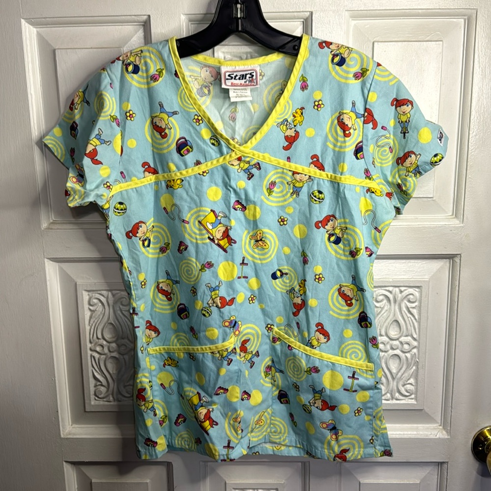 Stars Of Best Medicine Vintage Polly Pocket Blue Scrub Shirt Size XS